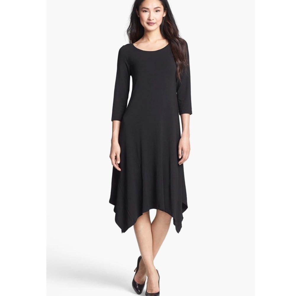 Eileen Fisher Gray Asymmetrical Jersey Midi Dress